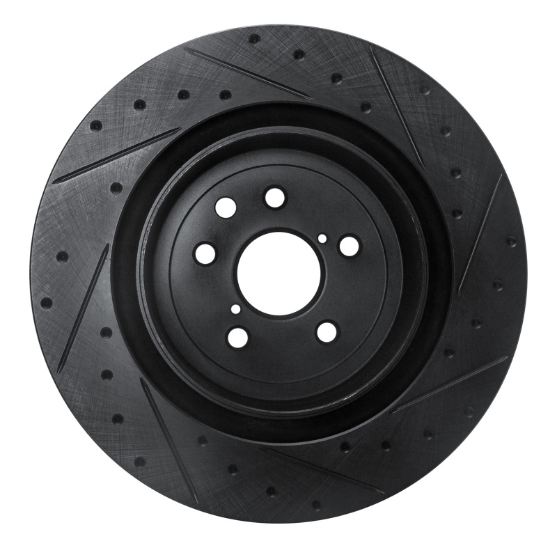 Lexus GS F Brake Rotor (1) - Rear - R1 Concepts - Drilled & Slotted - Black - `15-`22